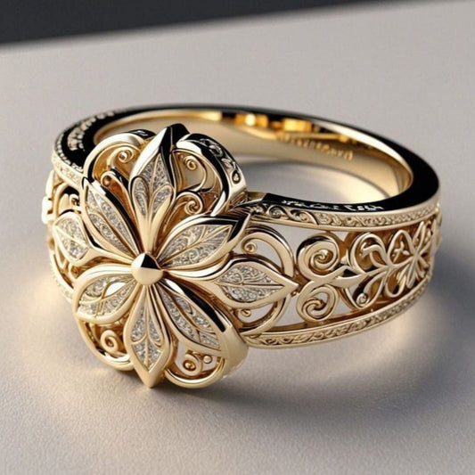 Exotisk blommig zirkonia guldring