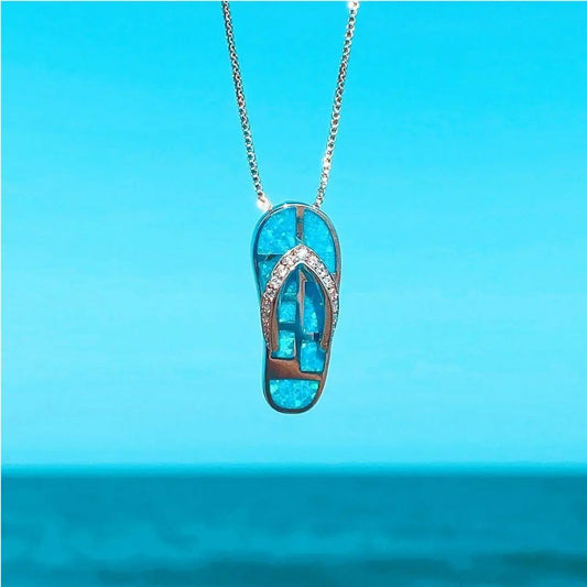 Flip-flop halsband av opal och silver