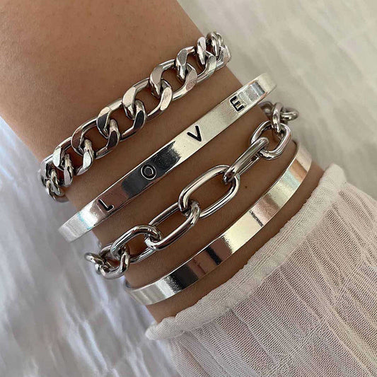 Elan Mercer Armbandsset | Vitt guld