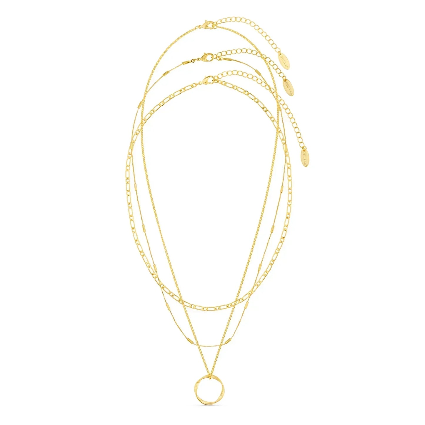 Öppen cirkel tre rader halsband | Guld