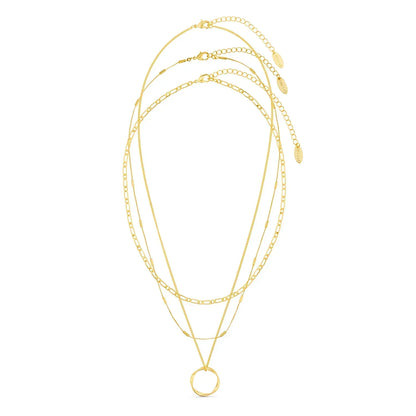 Öppen cirkel tre rader halsband | Guld