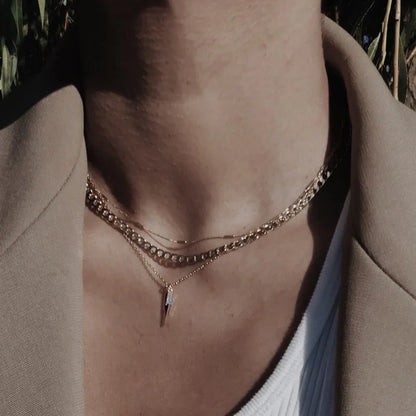 Halsband med platt länk och kantkedja | Guld