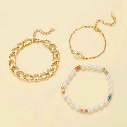 Set med armband med prästkragepärlor 