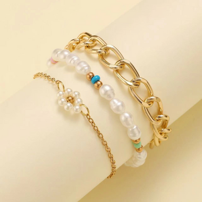 Set med armband med prästkragepärlor 