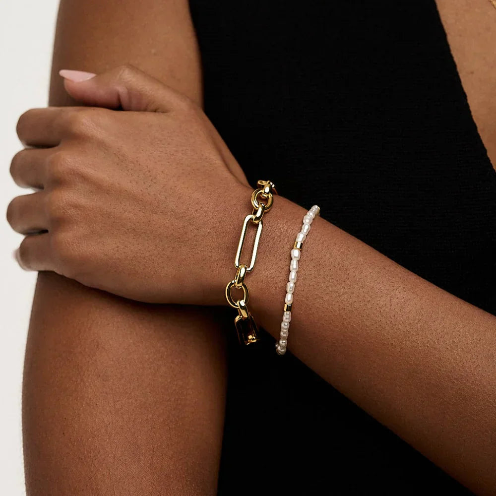 Armband med T-formad länk | Guld