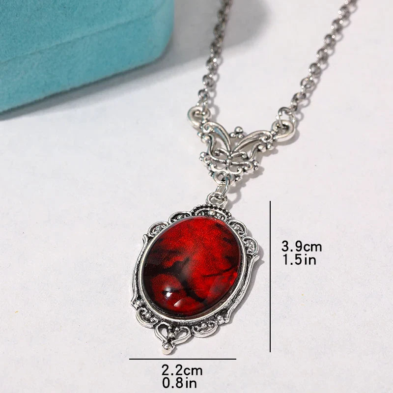 Bergqvist™ | Gothic Red Quartz Oval Pendant Necklace