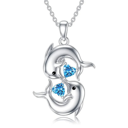 Halsband med opalblått delfinhänge 