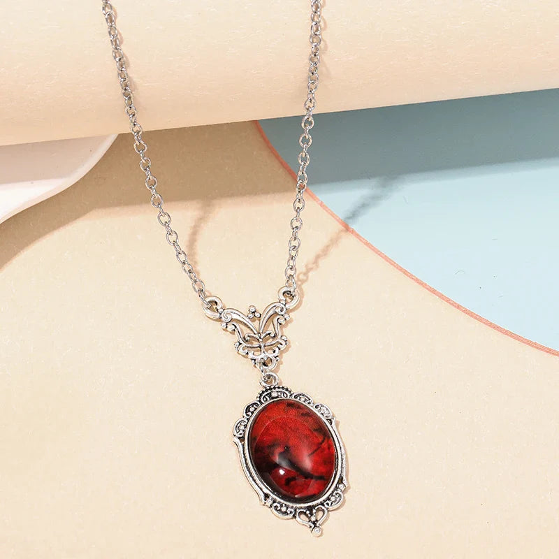 Bergqvist™ | Gothic Red Quartz Oval Pendant Necklace