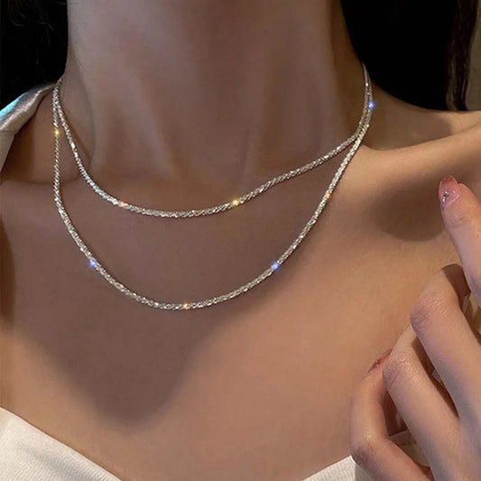 Halsband med dubbelt lager av kristall 