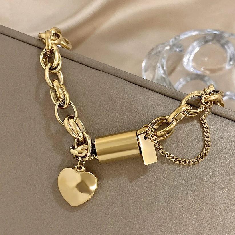 Hjärtformat Chunky Armband | Guld 