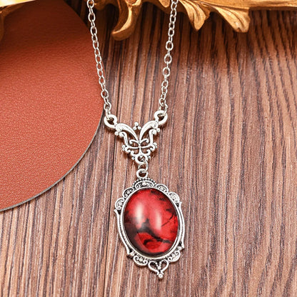 Bergqvist™ | Gothic Red Quartz Oval Pendant Necklace