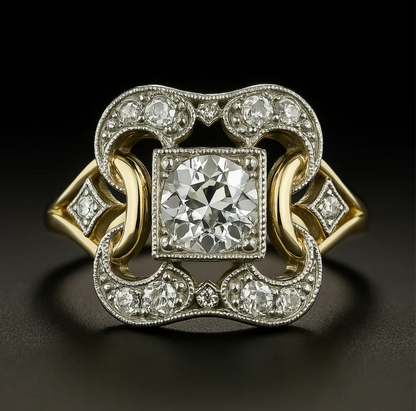 Klassisk guldring med vintage zirkonia