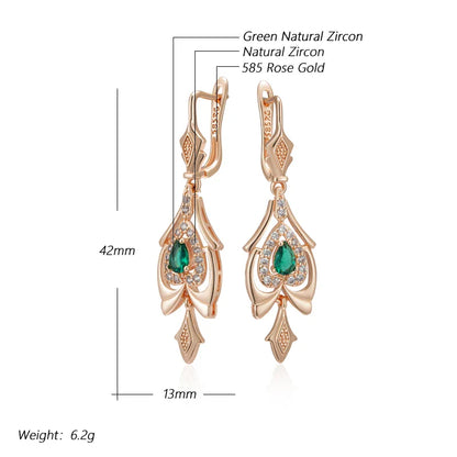 Roséguldörhängen med kristallhänge