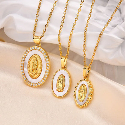 Guldfärgad Mary Oval Hänge Halsband
