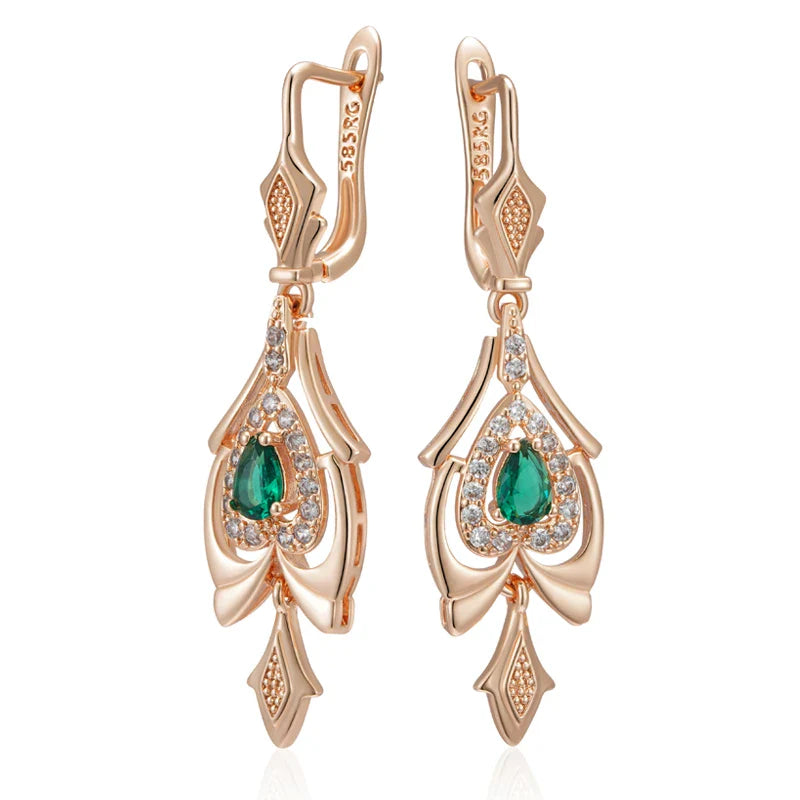 Roséguldörhängen med kristallhänge