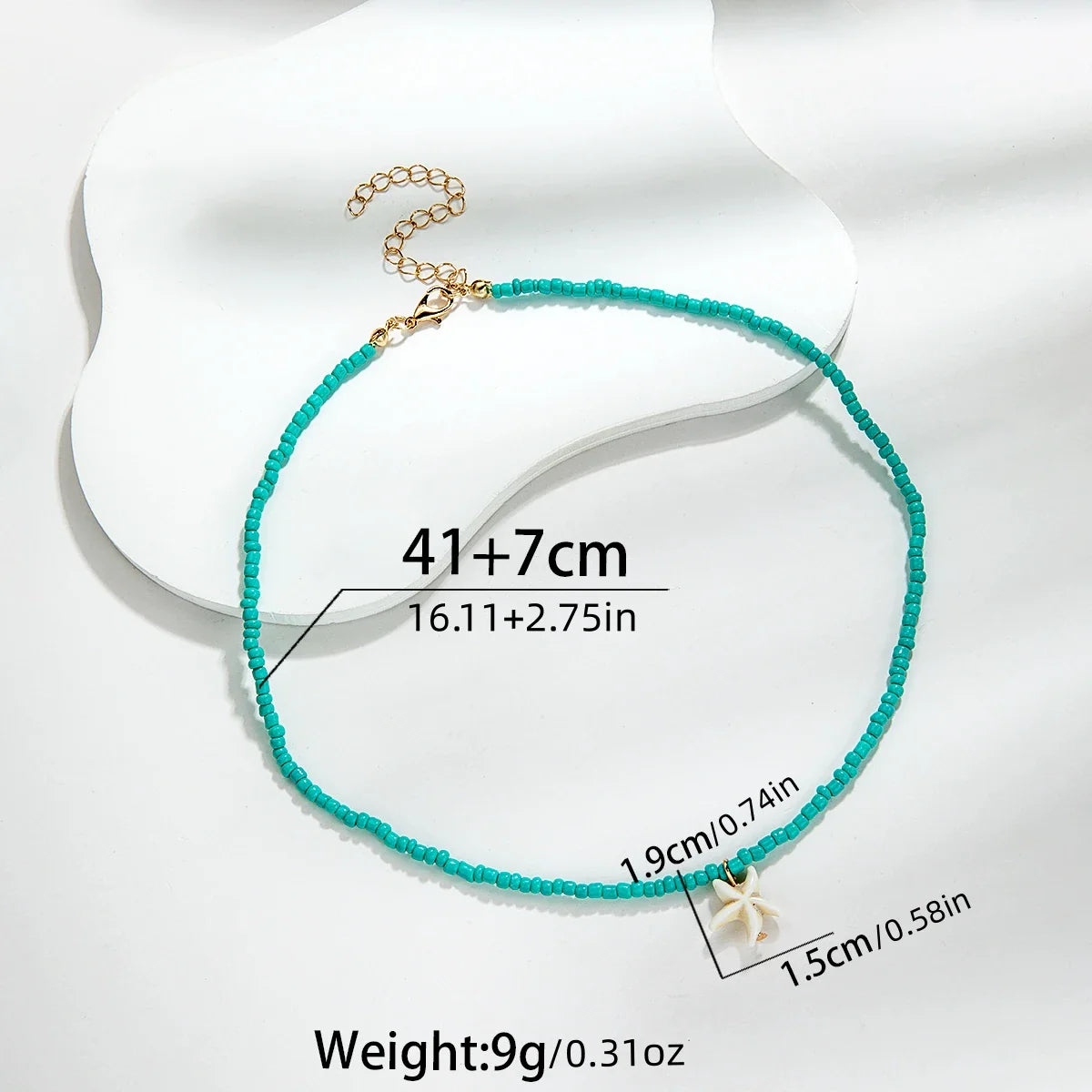 Trendigt Bohemiskt Halsband med Turkos-stjärnfisk