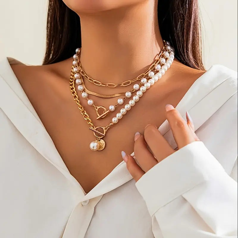 Grace | Halsband i vintage-stil med guldpärlor