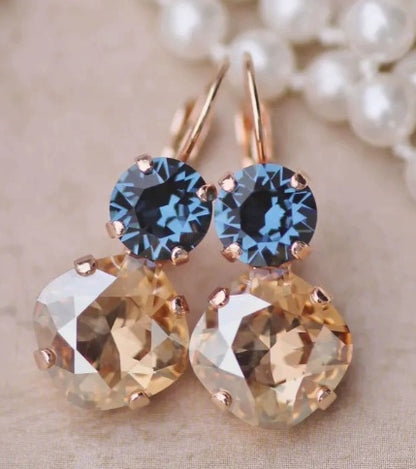 Vintage gröna och blå glasörhängen