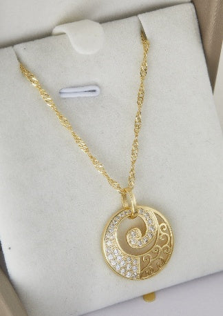 Roséguldhalsband med kristallblomma