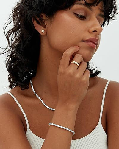 Moissanit tennisarmband | Vitt guld