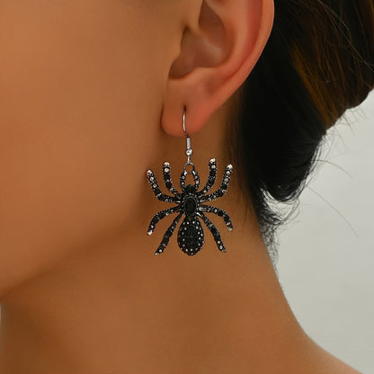 Bergqvist™ | Gothic Black Rhinestone Spider Dangle Earrings