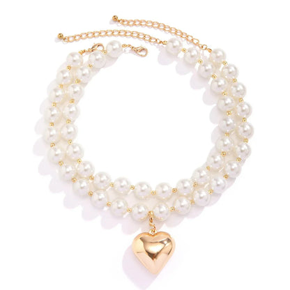 Bold Statement Pearl Layered Heart Necklace
