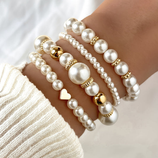 Elegant armbandsset med pärlhjärta 
