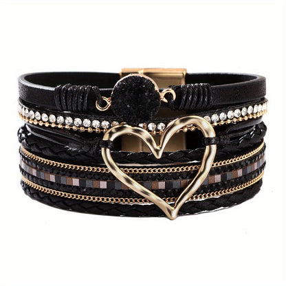 Bohemiskt läderarmband i flera lager 