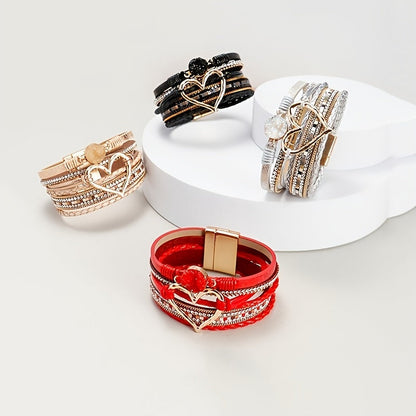 Bohemiskt läderarmband i flera lager 