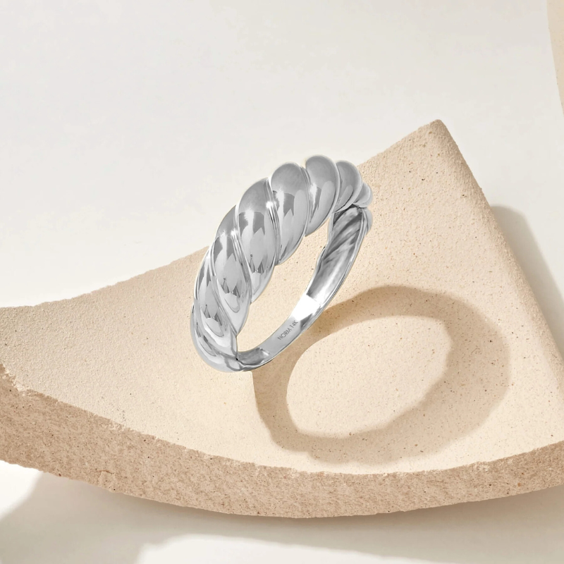 Croissantring | Vitt guld