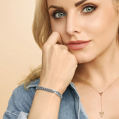 Kubanskt armband | Vitt guld