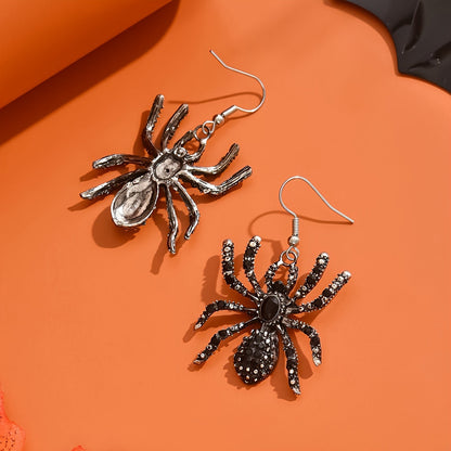 Bergqvist™ | Gothic Black Rhinestone Spider Dangle Earrings
