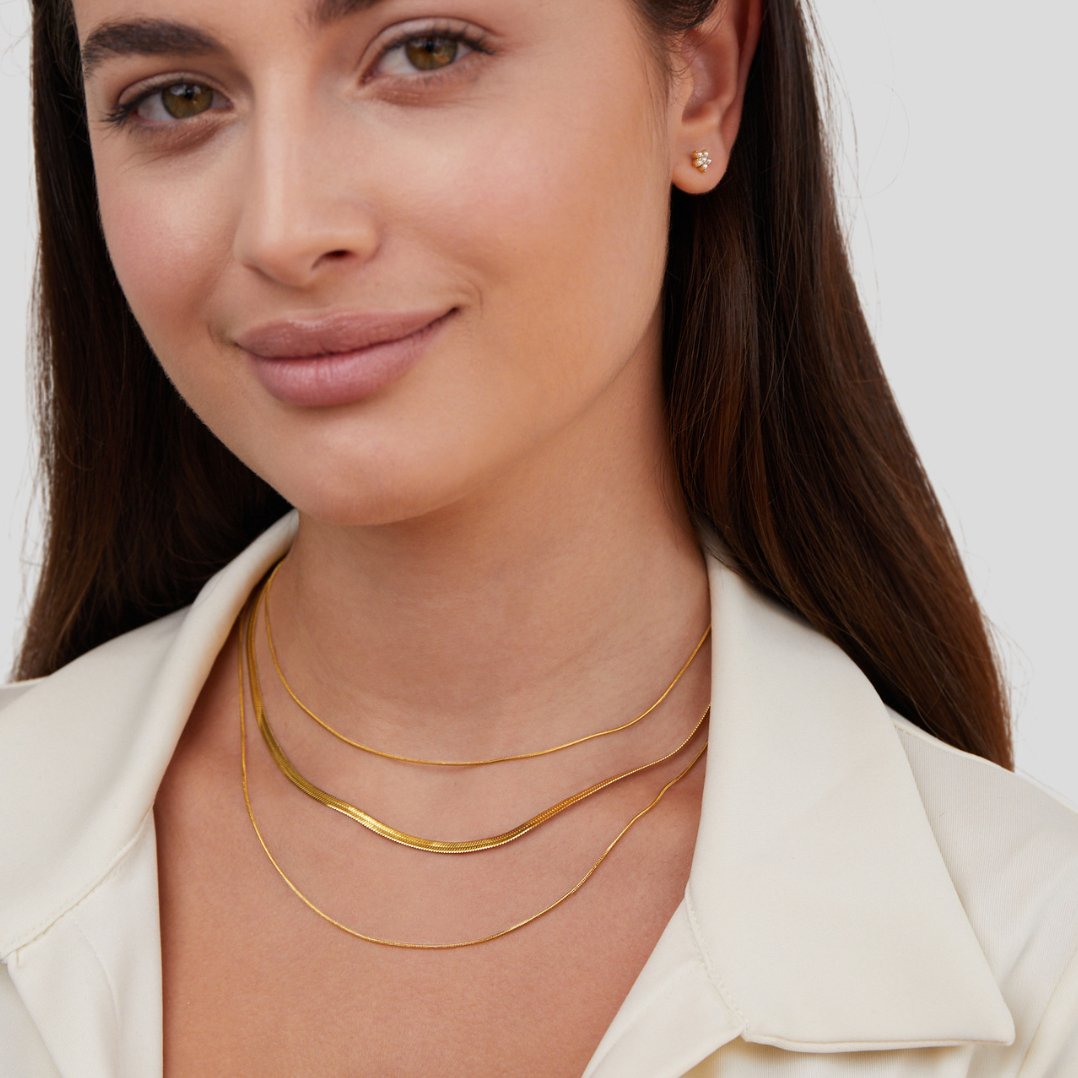 Halsband med trippellager i guld 