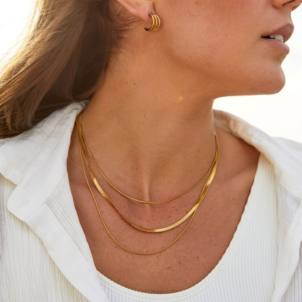 Halsband med trippellager i guld 