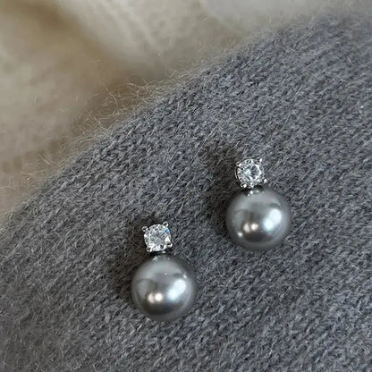 Chic Black Pearl and Zirconia Earrings