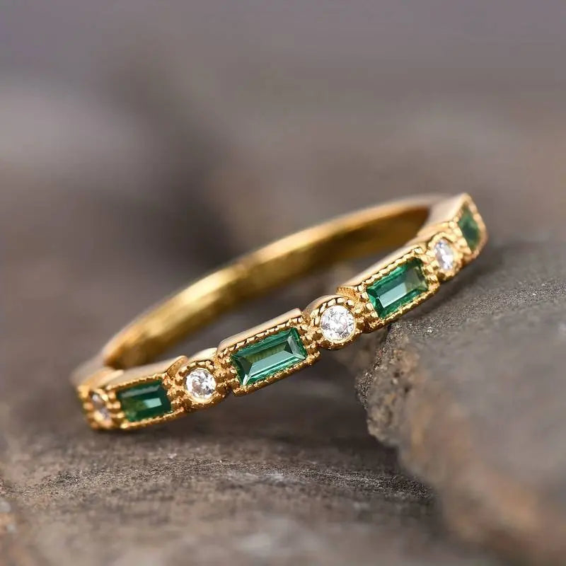 Vintage Grön Zirkonia Guldring