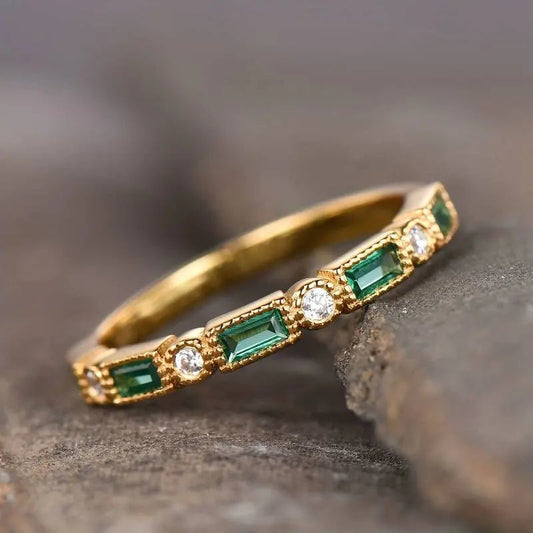Vintage Grön Zirkonia Guldring