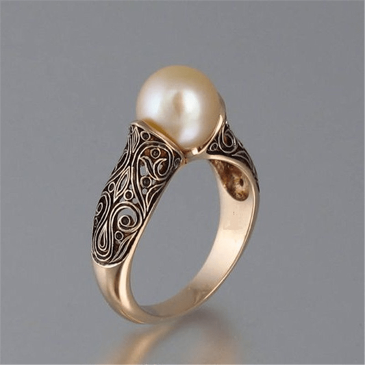Vintage pärlprydd gyllene ring