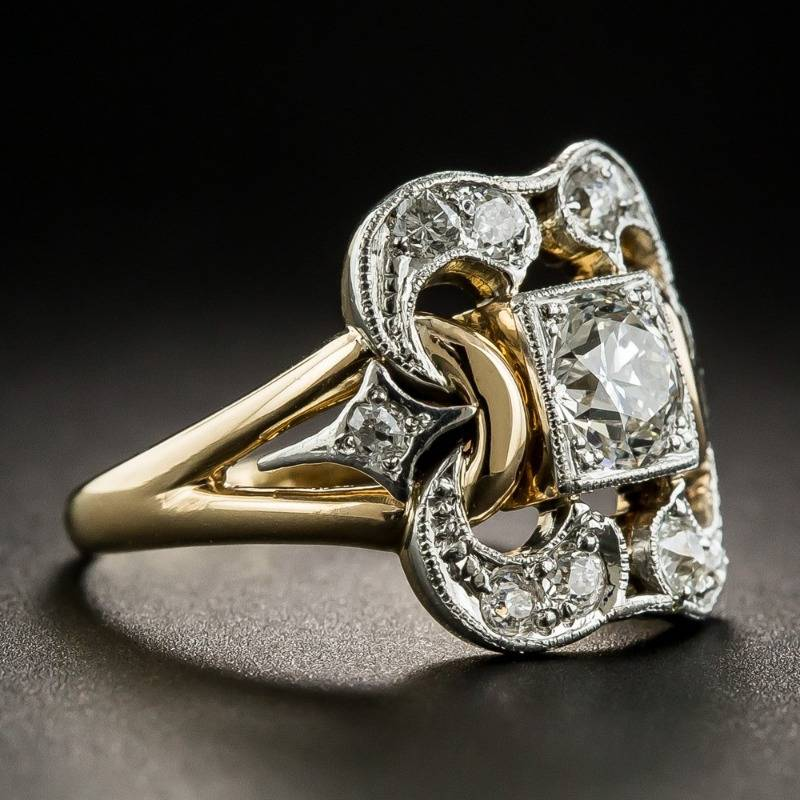 Klassisk guldring med vintage zirkonia