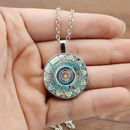 Elegant rundat blått mandalahalsband