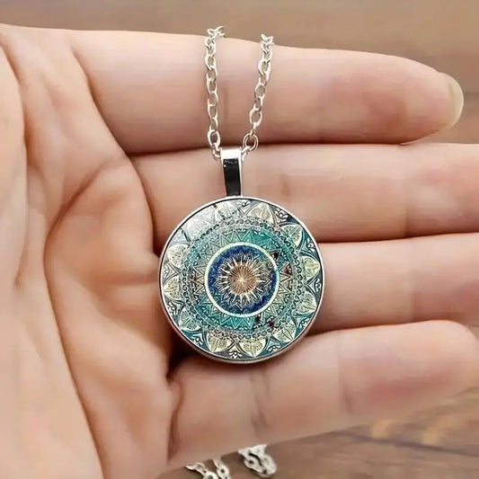 Elegant rundat blått mandalahalsband