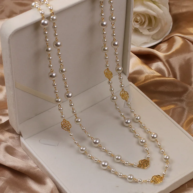 Elegant guldpärlhalsband