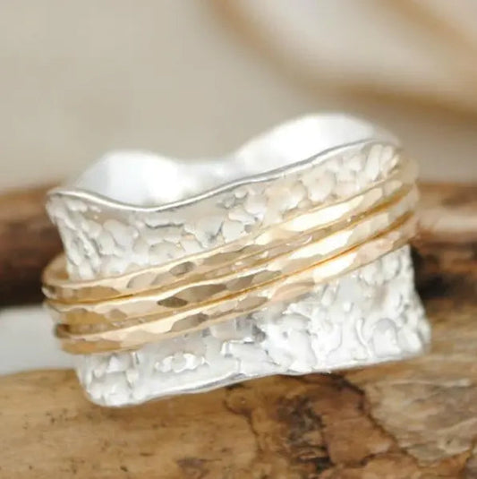 Vintage Spinner Tunn Guld- &amp; Silverring