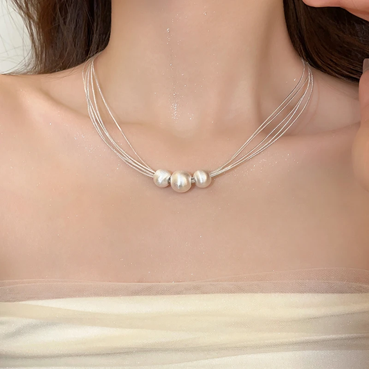 Elegant Halsband med Vitt Pärla