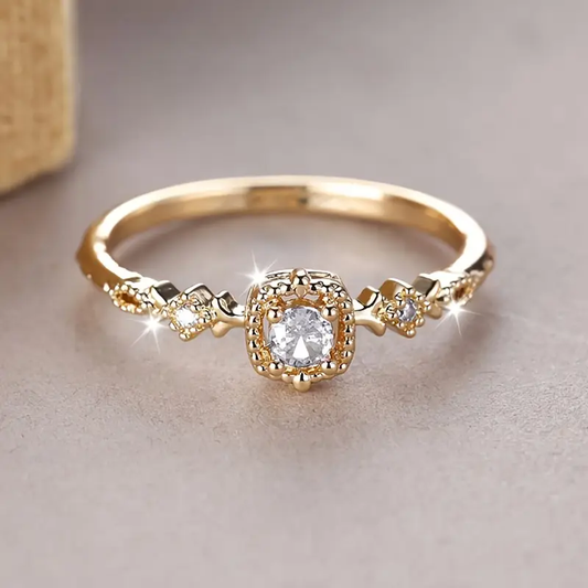 Vintage kristall ljus gyllene ring