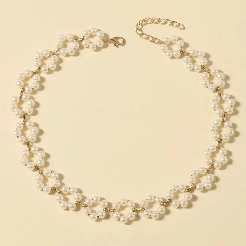 Pearl Floral Daisy Choker Necklace