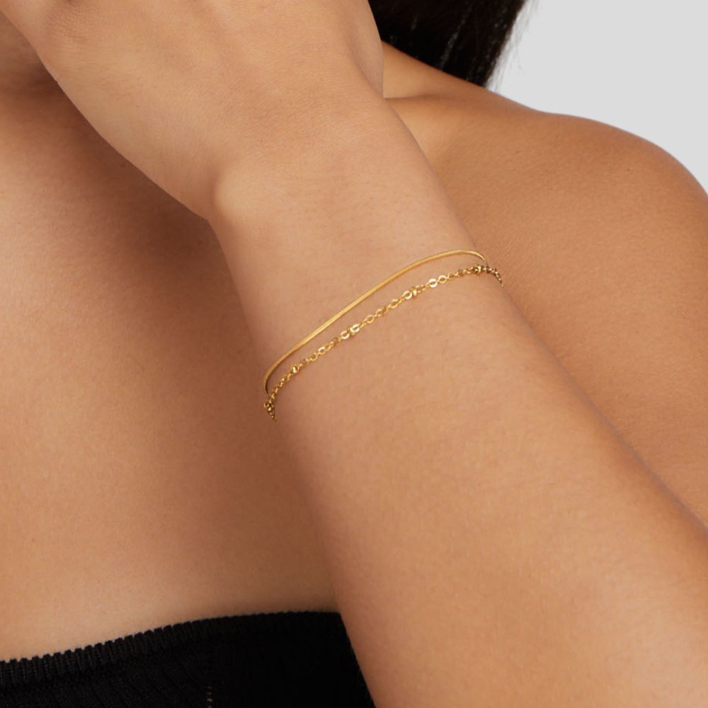 Pia Guldfärgat Layered Armband