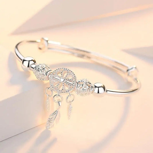 Justerbart drömfångararmband i 925 silver 