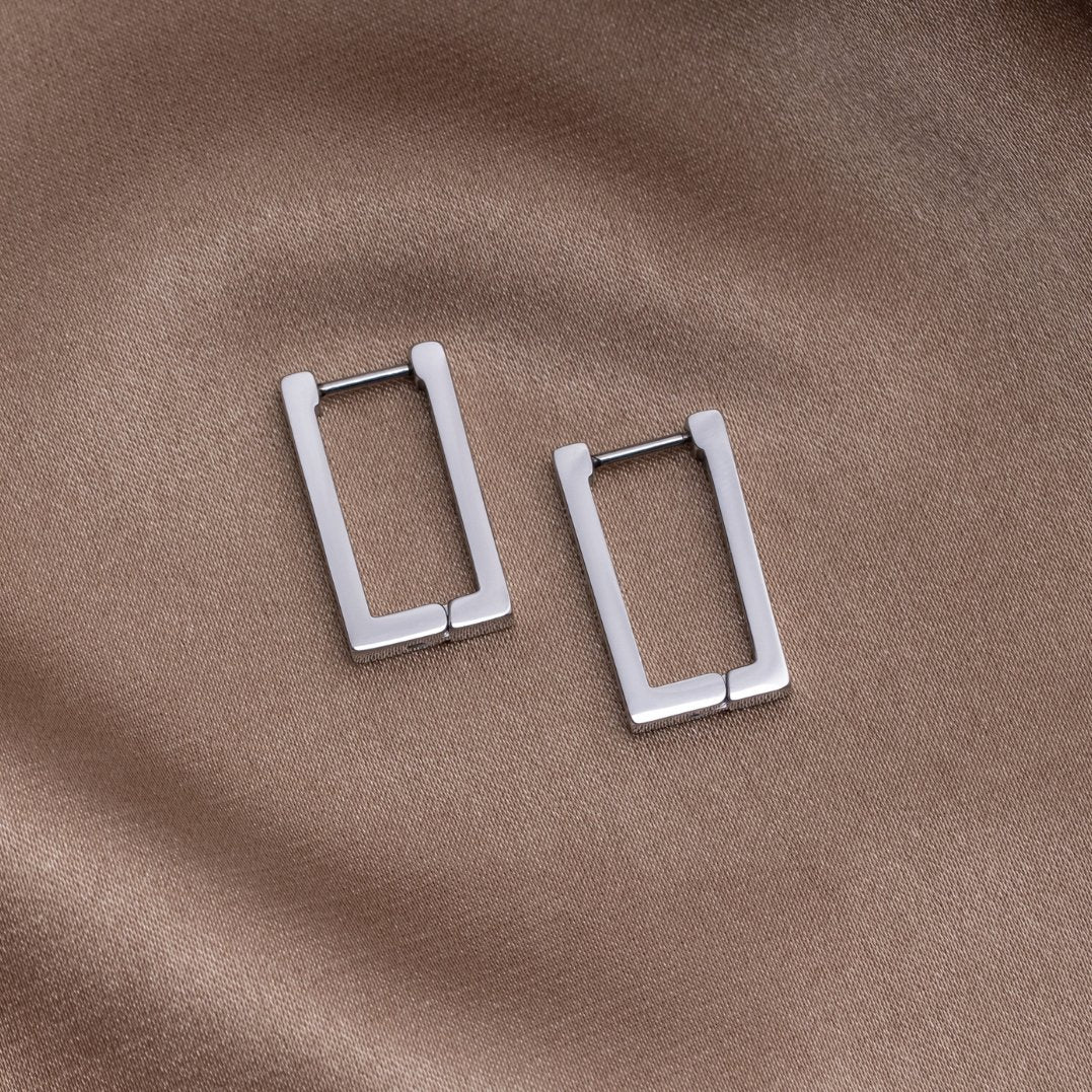 Silver Rektangulära Ringörhängen