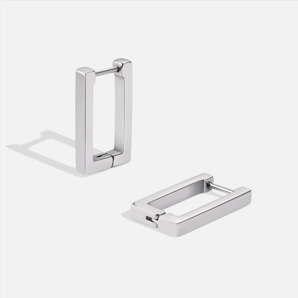 Silver Rektangulära Ringörhängen